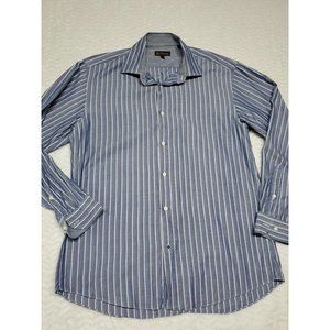 MENS BEN SHERMAN BLUE STRIPED LONG SLEEVE SHIRT Button Front 15.5 32/33 M Medium